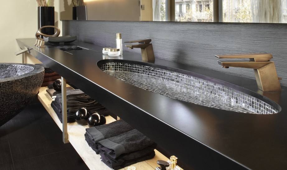 one piece double sink vanity top encimera de lavabo doble de una pieza
