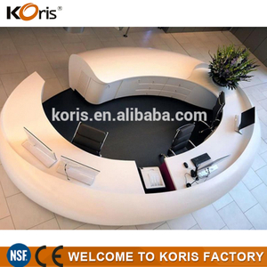 2016 new Koris Special making artificial stone reception desk,L shape reception desk,white modern reception desk